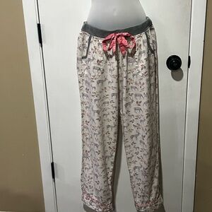 Victoria's Secret Cream Pajama Pants with Pink Drawstring